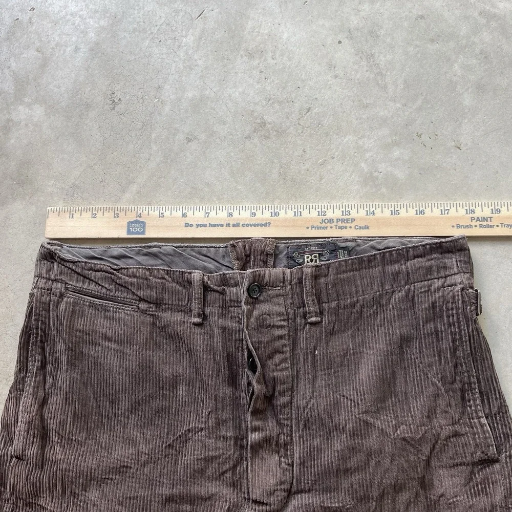 RRL Ralph Lauren Pants Mens 33x32 Brown Corduroy Side Buckle Button Fly Baggy